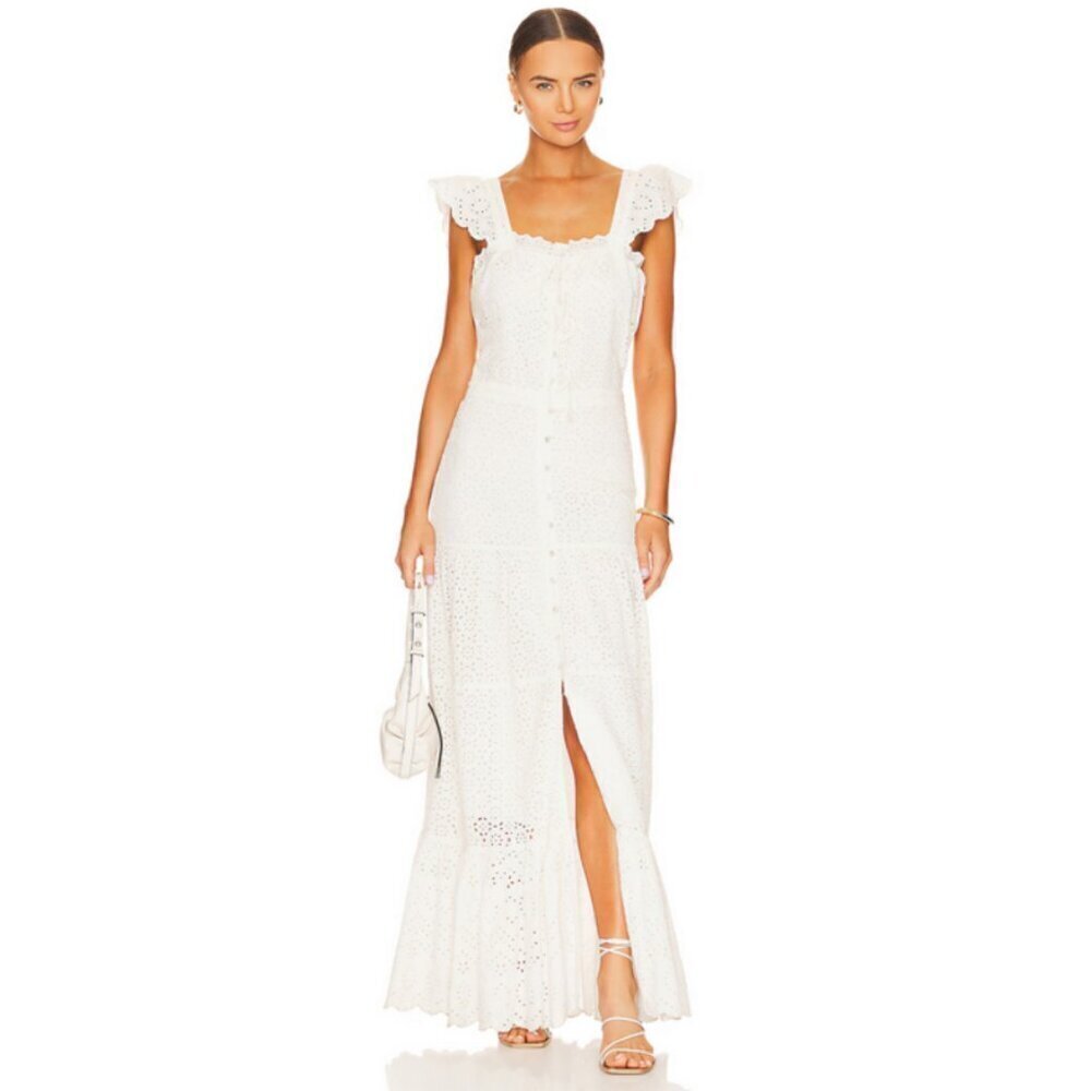 💕VERONICA BEARD💕 Aislin Broderie Anglaise Eyelet Cotton Maxi Dress White 6 NWT - Picture 2 of 16